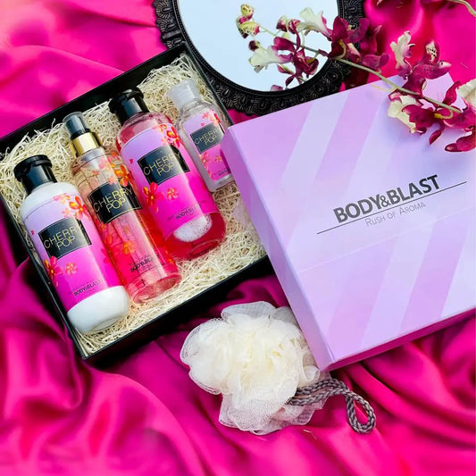 Body and Blast Cherry Pop Gift Box body and blast body lotion body mist body wash bundle cherry pop fragrance gift box perfume sanitizer scented shower gel